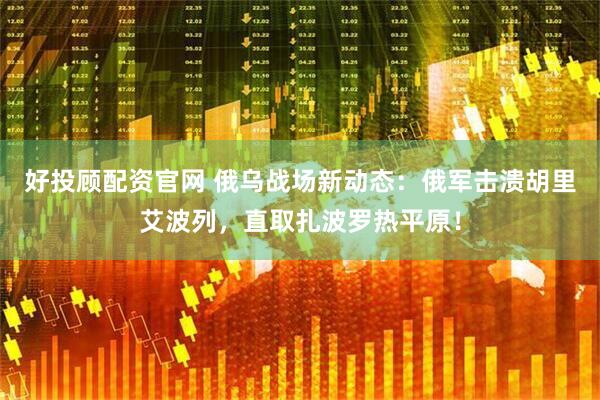 好投顾配资官网 俄乌战场新动态：俄军击溃胡里艾波列，直取扎波罗热平原！